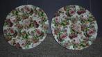 2 zgan gebloemd aardewerk borden, doorsnee 29cm, Ophalen of Verzenden, Zo goed als nieuw, Bord(en), Overige stijlen