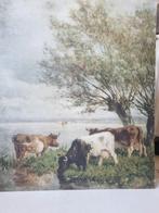 Afbeelding  Koeien bij de rivier - 50x60cm, Ophalen of Verzenden
