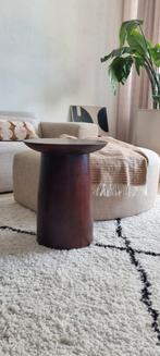 Bijzettafel/kruk zgan, massief mangohout walnootkleur, Minder dan 55 cm, Rond, Zo goed als nieuw, Hout
