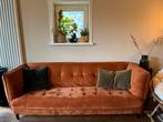 Koper velours driezitsbank retro, Huis en Inrichting, Ophalen, Gebruikt, Driepersoons, 75 tot 100 cm