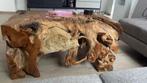 Unieke Houten Salontafel met Natuursteen, Huis en Inrichting, Tafels | Salontafels, Ophalen, 100 tot 150 cm, 50 tot 75 cm, Zo goed als nieuw