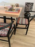 2 zwarte “wishbone” stoelen Missoni print., Ophalen, Twee, Zwart, Nieuw