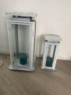 Witte metalen lantaarn 2 stuks, Huis en Inrichting, Ophalen of Verzenden, Zo goed als nieuw