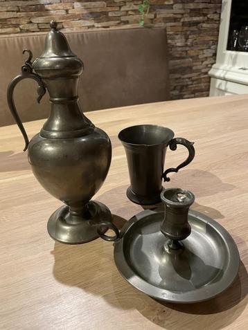 3 delige tinnen set beschikbaar voor biedingen