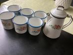 Vintage 7 delige emaille koffie set, Antiek en Kunst, Antiek | Emaille, Ophalen of Verzenden