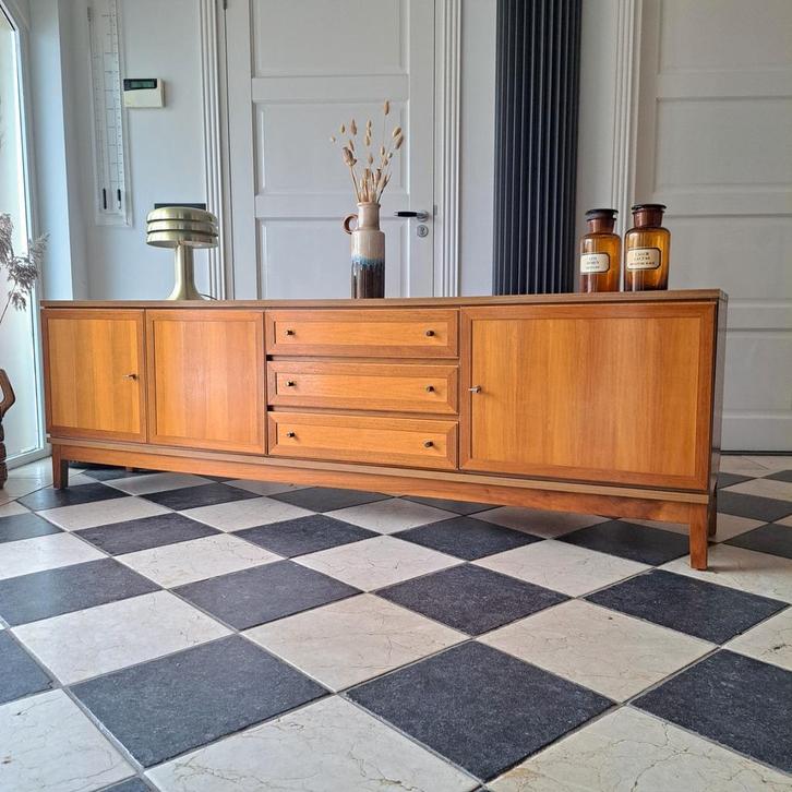 Vintage XL Deens Dressoir - 1970 - Sideboard merk Palette., Huis en Inrichting, Kasten | Dressoirs, Gebruikt, 200 cm of meer, 25 tot 50 cm