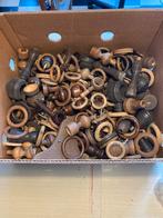 Houten Gordijnringen en Eindstukken - Grote Partij, Ophalen of Verzenden, Gebruikt