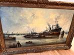 Wim Bos (1906-1974) Olieverf - Havengezicht Rotterdam, Ophalen