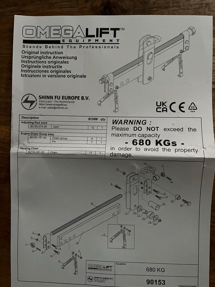 Omega Lift Motorheffer - 680 KG, Auto-onderdelen, Motor en Toebehoren, Universele onderdelen, Nieuw, Ophalen of Verzenden