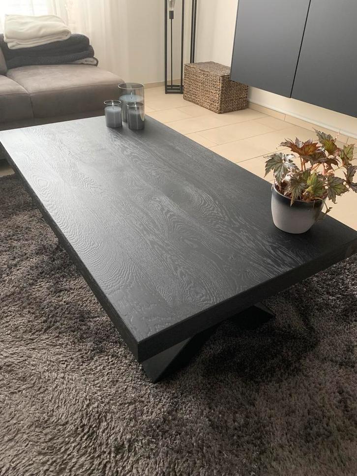 Zwarte Houten Salontafel, Huis en Inrichting, Tafels | Salontafels, Gebruikt, Minder dan 50 cm, 50 tot 100 cm, 100 tot 150 cm