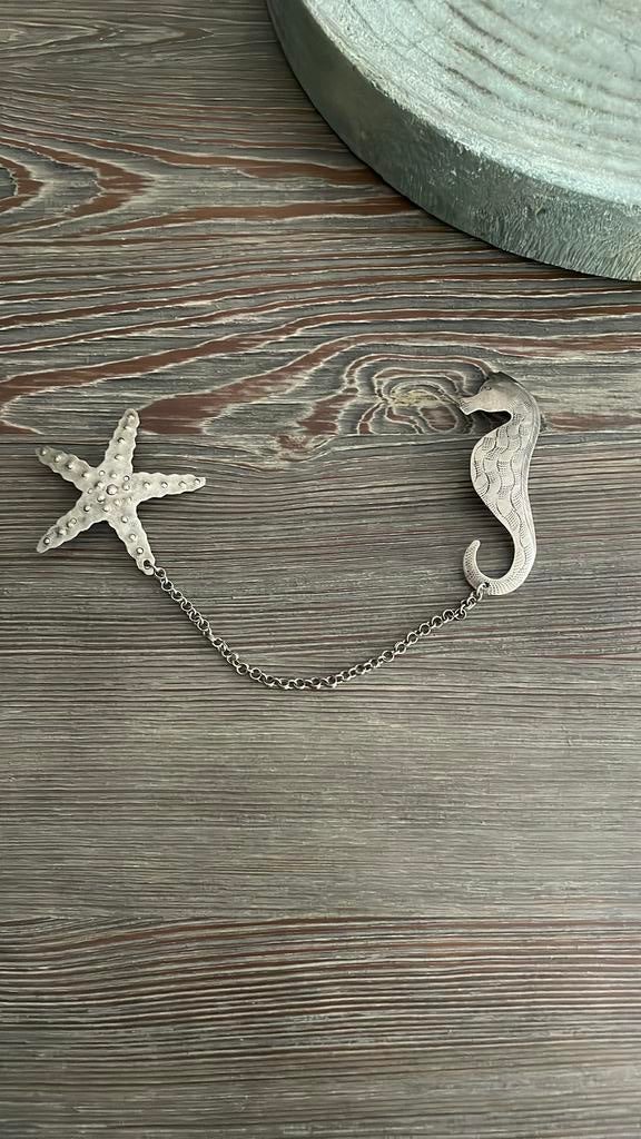 Vintage kraag broches, Sieraden, Tassen en Uiterlijk, Broches, Ophalen of Verzenden, Zo goed als nieuw, Zilver, Overige materialen