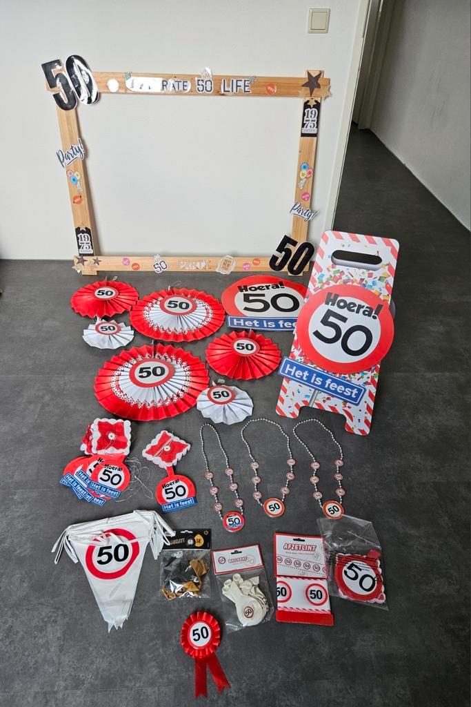 50 jaar Abraham versiering, Hobby en Vrije tijd, Feestartikelen, Zo goed als nieuw, Versiering, Abraham of Sarah, Ophalen