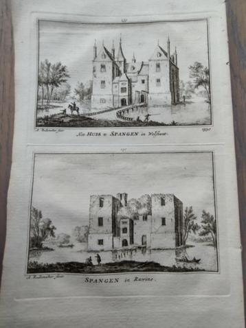 139/ 140 Spangen het Huis in Schieland Kopergravure 18e Eeuw beschikbaar voor biedingen