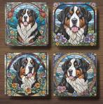 Berner Sennen Glas in lood onderzetters met houder, Ophalen of Verzenden, Nieuw, Glas of Kopje