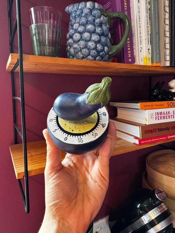 Keukentimer in de vorm van een aubergine, Huis en Inrichting, Keuken | Keukenbenodigdheden, Zo goed als nieuw, Ophalen of Verzenden