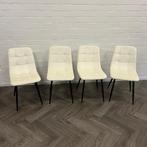 4 Fluwelen Eetkamerstoelen Wit, Overige kleuren, Stof, Ophalen of Verzenden, Zo goed als nieuw