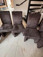 6 Eetkamerstoelen, Gebruikt, Bruin, Ophalen of Verzenden, Stof