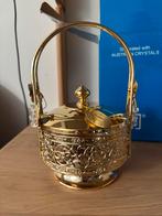Gouden snoeppot met Kristallen - Nieuw!, Nieuw, Ophalen of Verzenden, Metaal, Kandelaar