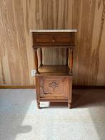 Antiek houten (nacht)kastje met marmeren blad, Ophalen, Minder dan 55 cm, Gebruikt, 60 cm of meer