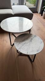 Salontafels wit marmer, Ophalen, 50 tot 100 cm, Rond, Zo goed als nieuw