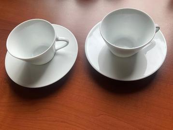  NESPRESSO 2 kop en schotels wit met beige rand  beschikbaar voor biedingen