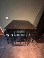 Bartafel zwart met 2 krukken 70x70x102, Gebruikt, 100 tot 150 cm, Vierkant, Tot twee personen