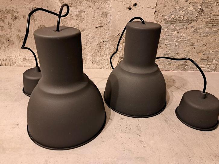 Set industriële hanglampen, Huis en Inrichting, Lampen | Hanglampen, Zo goed als nieuw, Minder dan 50 cm, Ophalen of Verzenden