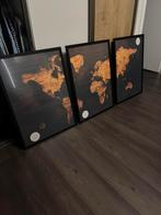 Drieluik schilderij landkaart wereldkaart wereld, Ophalen of Verzenden, Nieuw, Schilderij