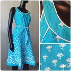 Vintage sixties EIN FINK turquoise jurk mt 36, Blauw, Ophalen of Verzenden, Zo goed als nieuw, Maat 36 (S)