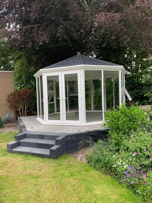 Nordic Tuinpaviljoen kunststof dubbel glas, Tuin en Terras, Tuinhuizen, Gebruikt, Overige typen, Kunststof, 200 tot 400 cm, 3 ramen of meer