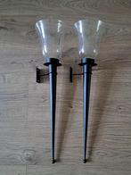 Twee wandkandelaars zwart en glas - zeer goede staat, Ophalen, Zo goed als nieuw, Zwart, Kandelaar