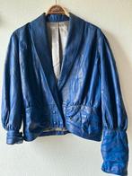 Vintage blauw leren jasje, Ophalen of Verzenden, Maat 36 (S), Blauw
