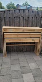 3-delige Sidetable Set - Hout, Huis en Inrichting, Tafels | Sidetables, Ophalen, Gebruikt, 100 tot 150 cm, Grenenhout