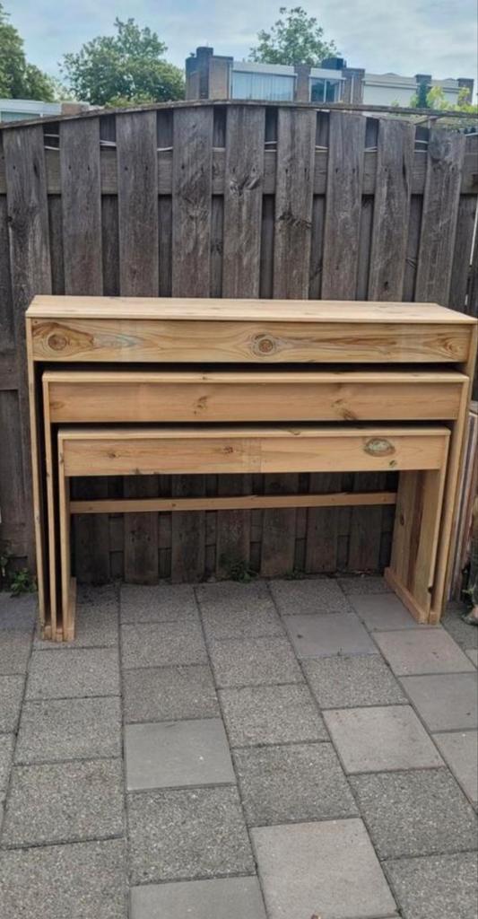 3-delige Sidetable Set - Hout, Huis en Inrichting, Tafels | Sidetables, Gebruikt, 25 tot 50 cm, 100 tot 150 cm, Rechthoekig, Grenenhout