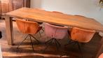 Massief eikenhouten eettafel – strak en modern design, Ophalen, 100 tot 150 cm, 200 cm of meer, Zo goed als nieuw