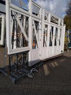 Kozijn met dubbele paneel deuren en zijlichten boven licht, Nieuw, Ophalen of Verzenden, Buitendeur, Hout