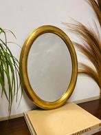 Prachtige oude houten spiegel Vintage Gouden Spiegel ovaal, Minder dan 50 cm, Gebruikt, Ophalen of Verzenden, Minder dan 100 cm