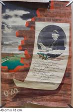 Affiche Wilhelmina Wederopbouw-1944-OZO, Verzamelen, Koninklijk Huis en Royalty, Ophalen of Verzenden, Gebruikt, Nederland, Kaart, Foto of Prent