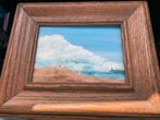 Schilderij duin landschap met vuurtoren Eva Anderson 1978, Verzenden