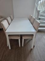 Eetkamertafel Eettafel met 6 stoelen, wit/beige, Huis en Inrichting, Tafels | Eettafels, Ophalen, Gebruikt, Rechthoekig, 50 tot 100 cm
