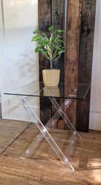 retro acryl bijzettafeltje inklapbaar met glazen blad, Verzamelen, Retro, Ophalen, Huis en Inrichting