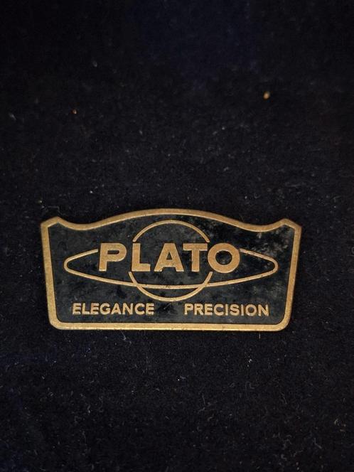 Antieke reclame plaat van het horloge merk Plato, Verzamelen, Merken en Reclamevoorwerpen, Zo goed als nieuw, Reclamebord, Ophalen of Verzenden