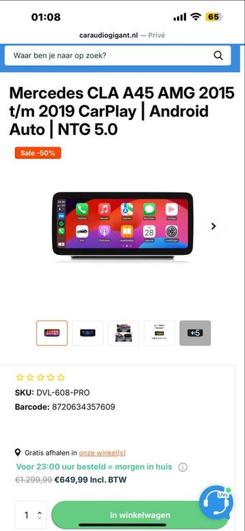 Mercedes CLA A45 AMG CarPlay Android Auto NTG 5.0 beschikbaar voor biedingen