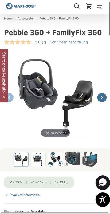 Maxi Cosie Pebble 360 + FamilyFix 360 maxicosie beschikbaar voor biedingen
