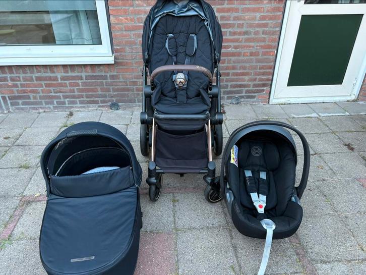 Cybex e-Priam Platinum Rose gold, Kinderen en Baby's, Kinderwagens en Combinaties, Gebruikt, Combiwagen, Overige merken, Met autostoeltje