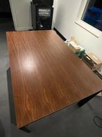 Tafel houten blad zwart onderstel, Huis en Inrichting, Tafels | Eettafels, Ophalen, Gebruikt, 50 tot 100 cm, 150 tot 200 cm
