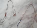 2 Kettingen - Zilverkleurig - blauw - rose, Blauw, Ophalen of Verzenden, Zo goed als nieuw, Met edelsteen