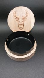 Houten Asbak met Hert Gravure, Gebruikt, Bruin, Ophalen of Verzenden, Minder dan 25 cm