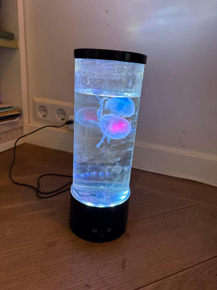 Sfeervolle Lamp met Kunstmatige Vissen, Huis en Inrichting, Lampen | Tafellampen, Zo goed als nieuw, Minder dan 50 cm, Ophalen of Verzenden