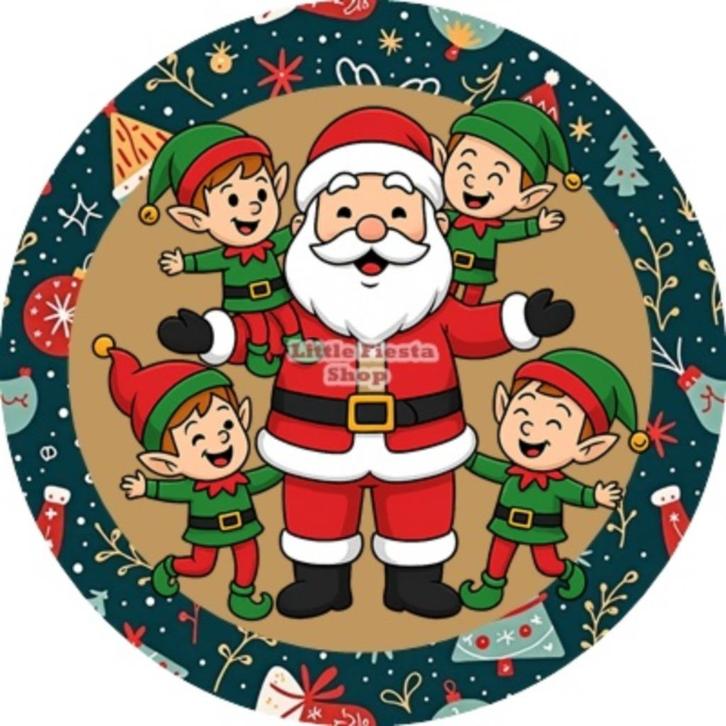 L757 icing frosting kerstman elfjes 20cm eetbare taart print, Hobby en Vrije tijd, Taarten en Cupcakes maken, Nieuw, Versiering